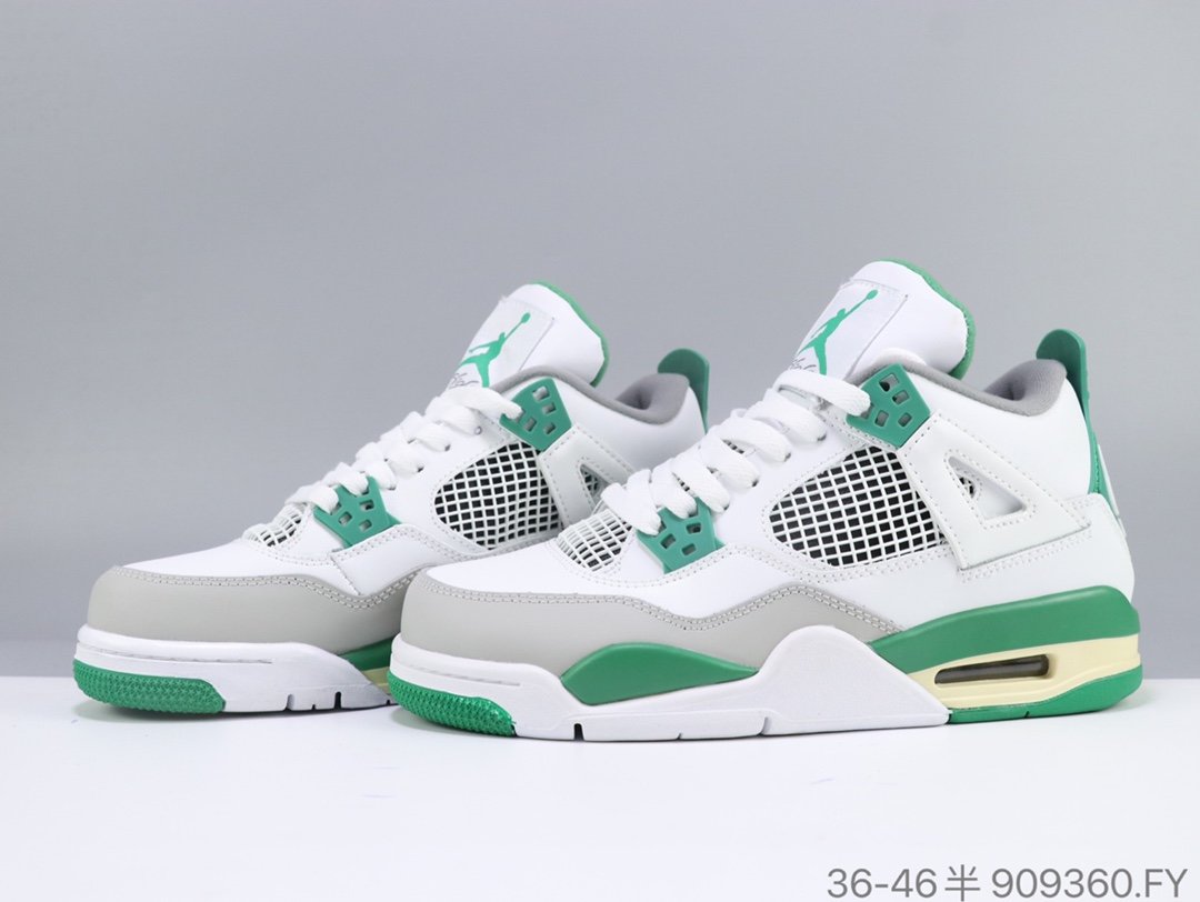Air Jordan 4 GS NRG White Green Grey Shoes